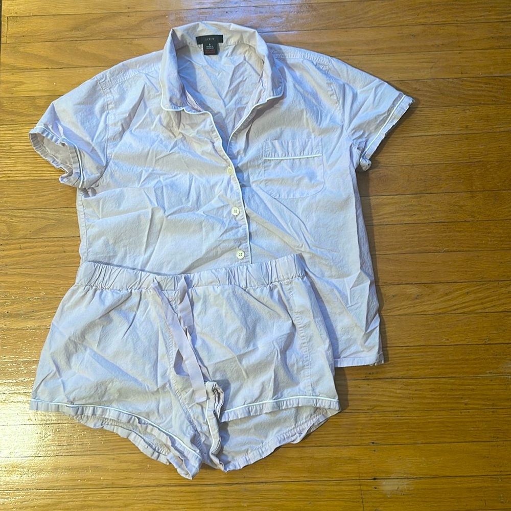 J Crew End-on-end cotton pajama short set Light Purple Small S